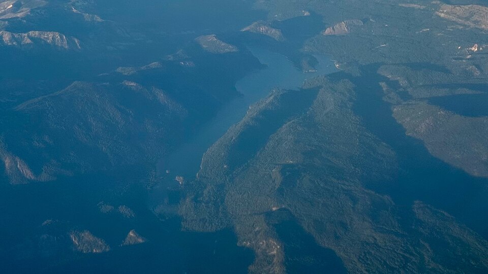 Aerial view of Rimrock Lake in July 2024.