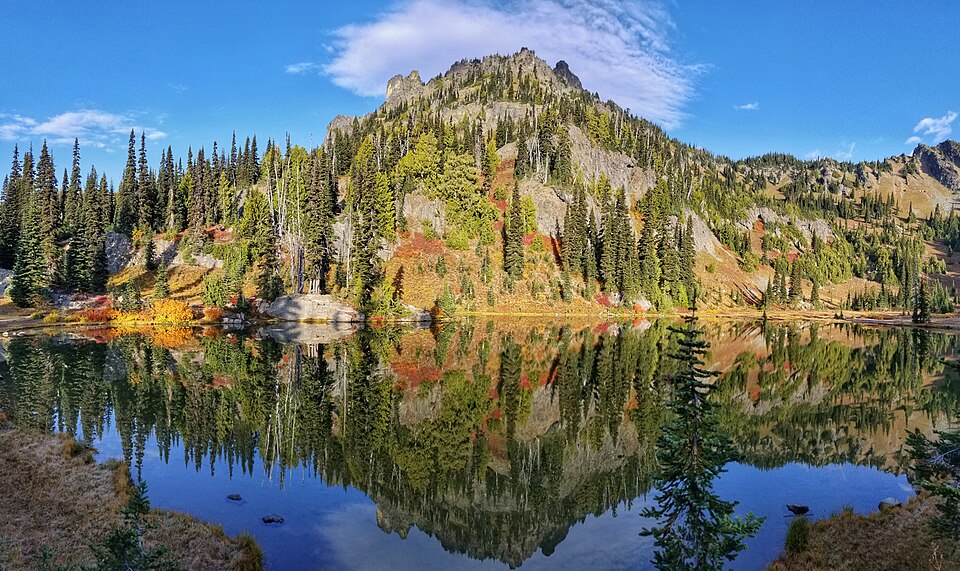 Chinook Peak reflected in Sheep Lake